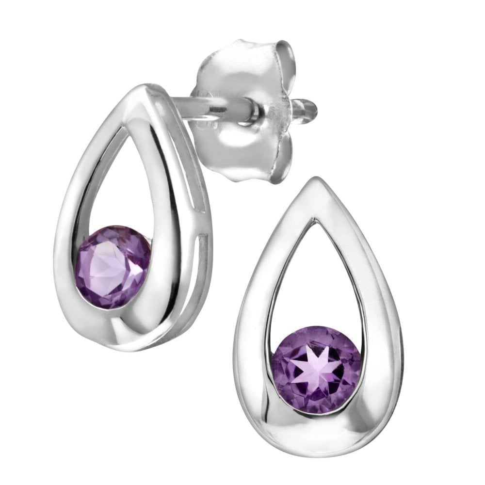 Amethyst Stud Earrings 9ct White Gold | Prime Jewellery