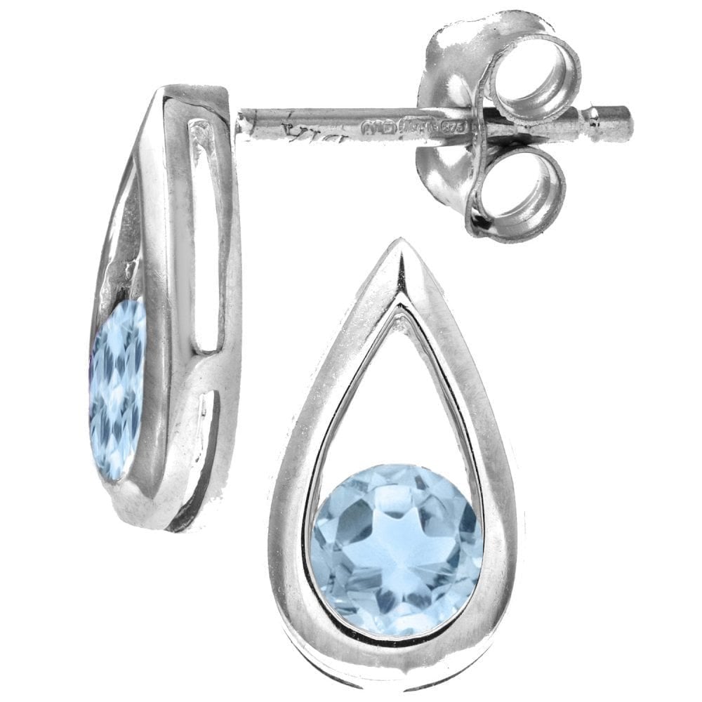 Sky Blue Topaz Stud Earrings - detail view | Prime Jewellery