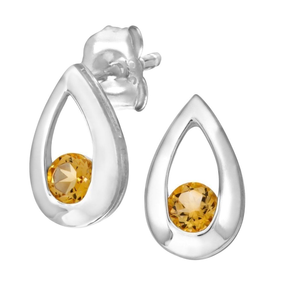 Citrine Drop Earrings 9ct White Gold | Prime Jewellery