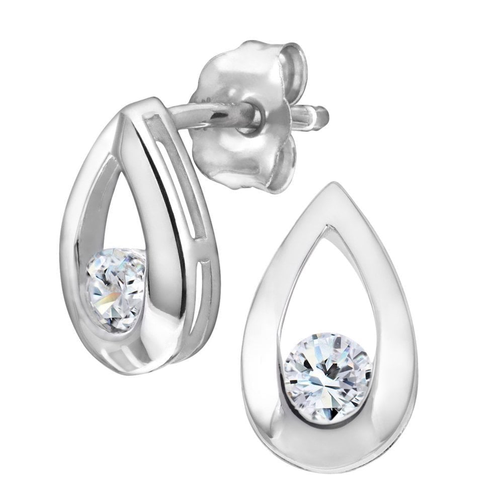 Cubic Zirconia Stud Earrings 9ct White Gold | Prime Jewellery