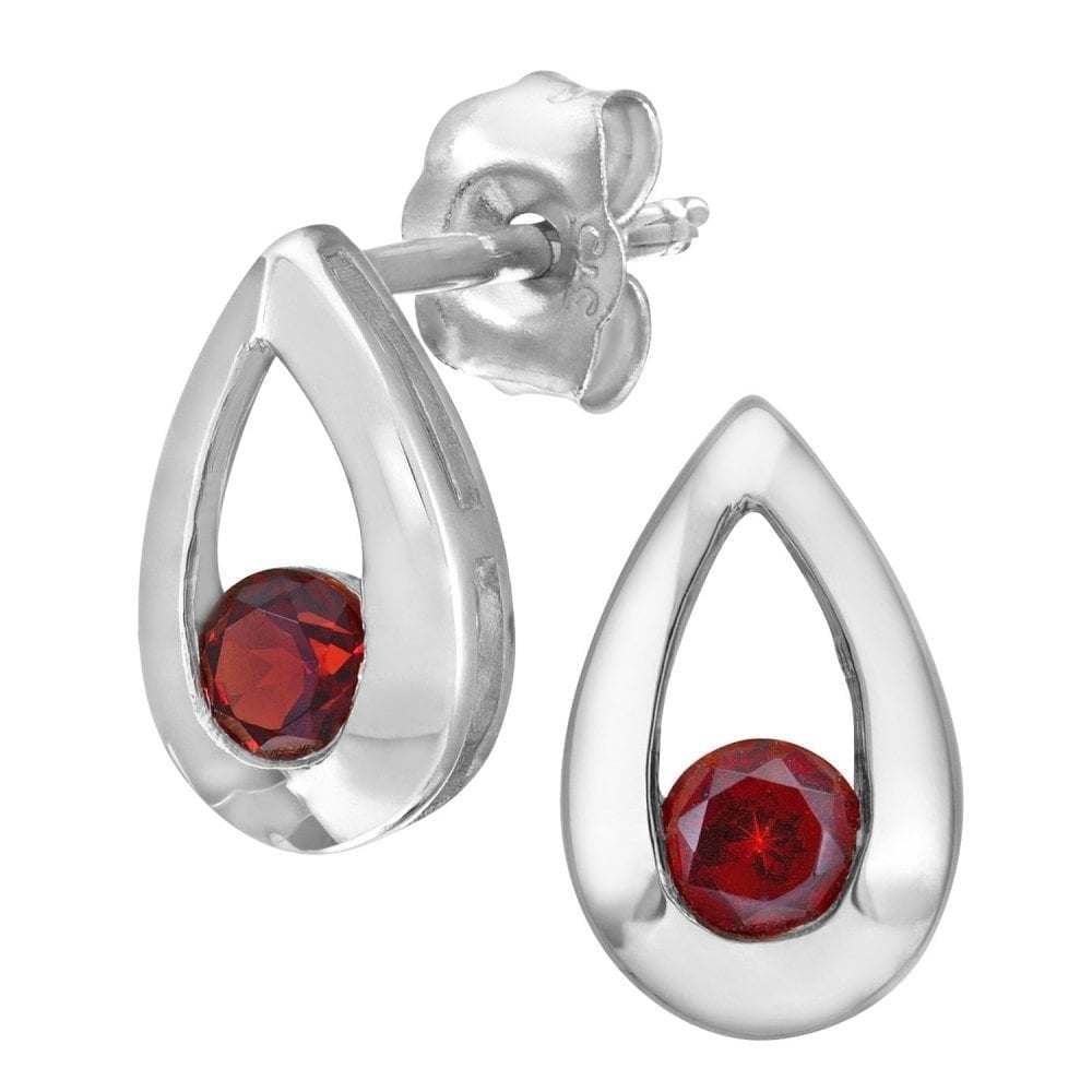 Garnet Stud Earrings 9ct White Gold | Prime Jewellery