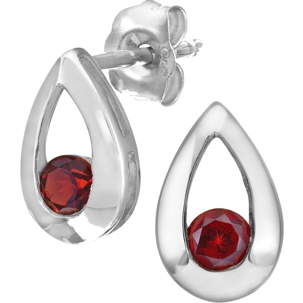 Garnet Stud Earrings - detail view | Prime Jewellery