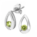 Peridot Teardrop Stud Earrings 9ct White Gold | Prime Jewellery
