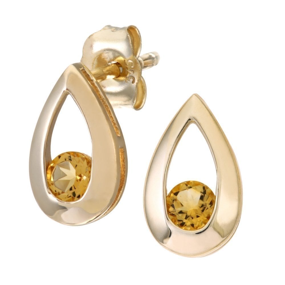 Citrine Drop Earrings 9ct Yellow Gold | Prime Jewellery