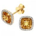 Yellow Sapphire Halo Stud Earrings 18ct Yellow Gold | Prime Jewellery