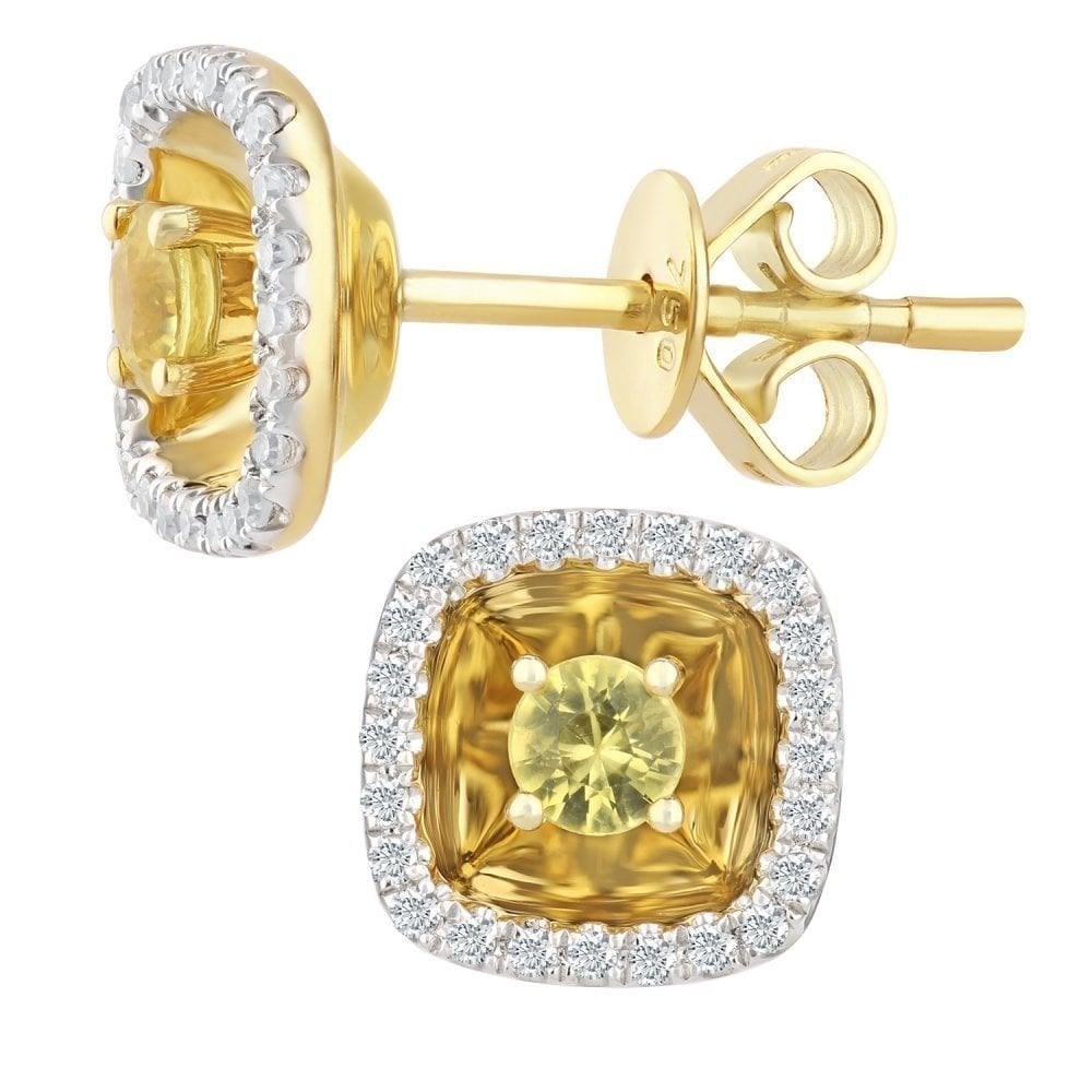 Yellow Sapphire Stud Earrings - detail view | Prime Jewellery