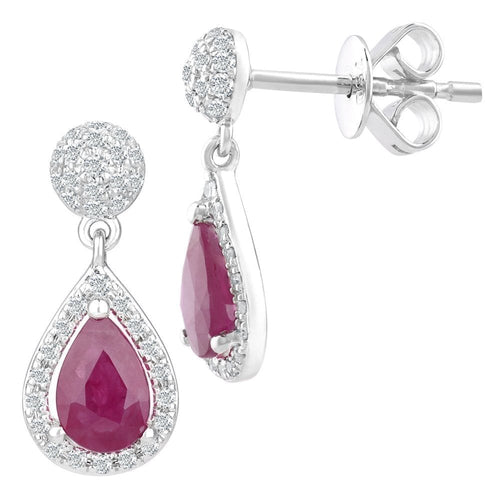 Ruby Drop Earrings 18ct White Gold | Prime Jewellery