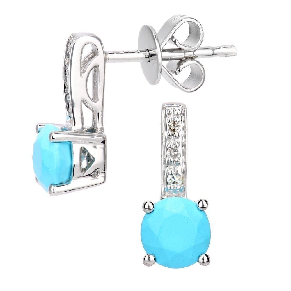 Turquoise Drop Earrings 9ct White Gold | Prime Jewellery