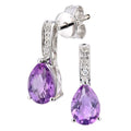 Amethyst Drop Earrings 9ct White Gold | Prime Jewellery