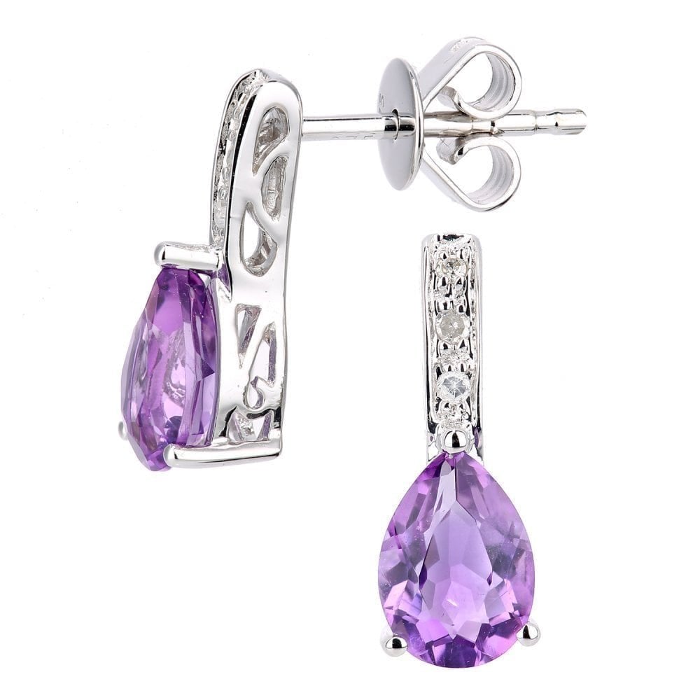Amethyst Drop Earrings - detail view | Prime Jewellery