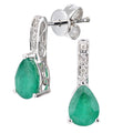 9ct White Gold 1.30ct Pear Emerald and Diamond Teardrop Earrings