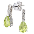 Peridot Drop Earrings 9ct White Gold | Prime Jewellery