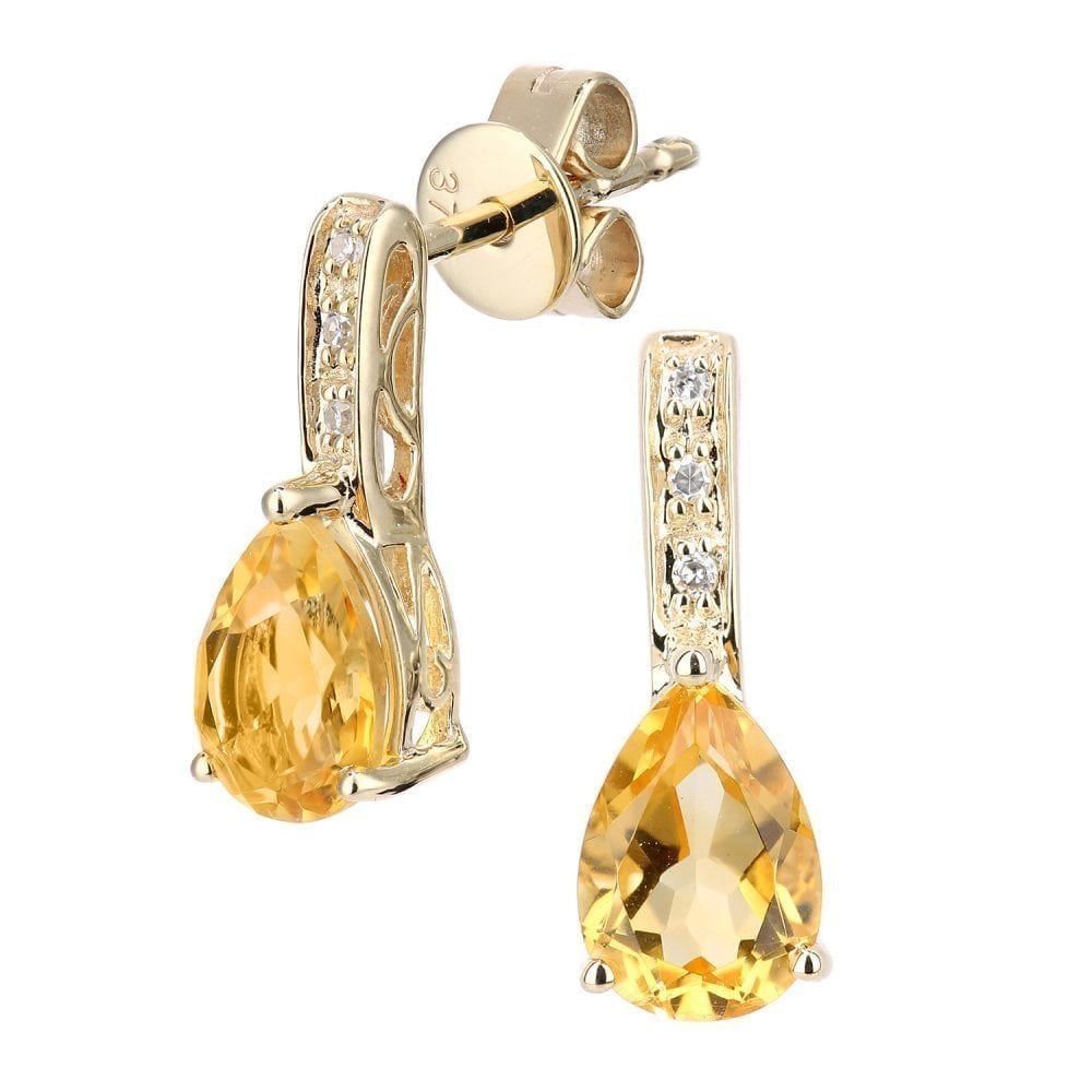 Citrine Stud Earrings 9ct Yellow Gold | Prime Jewellery