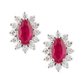 Ruby Cluster Stud Earrings 18ct White Gold | Prime Jewellery