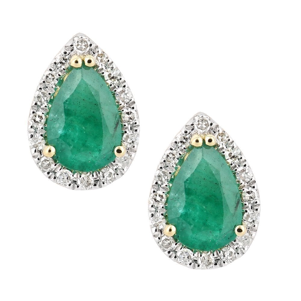 Emerald Stud Earrings 18ct Yellow Gold | Prime Jewellery