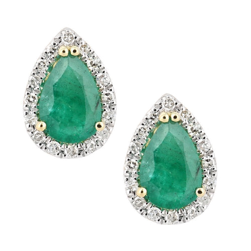 Emerald Stud Earrings 18ct Yellow Gold | Prime Jewellery