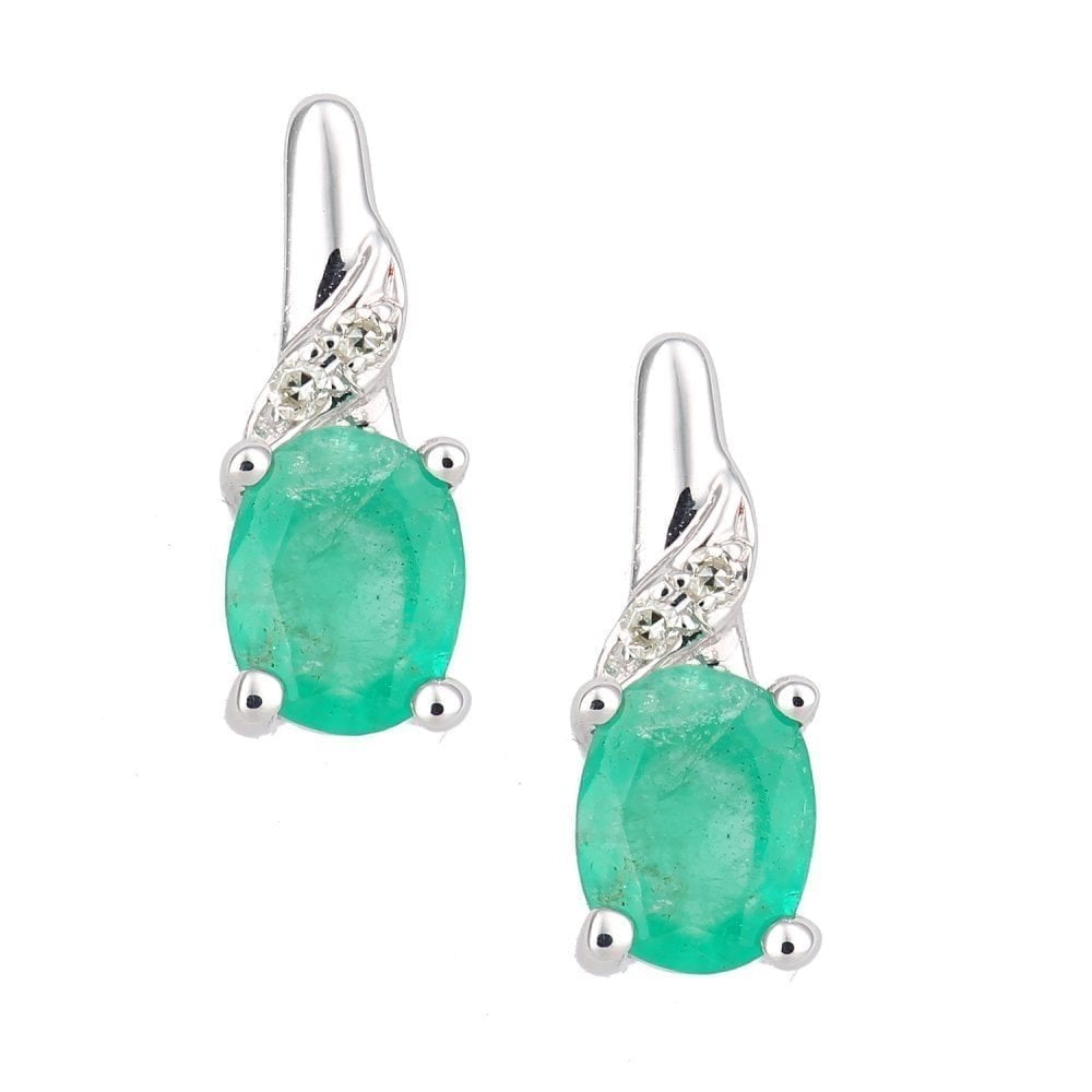 Emerald Drop Earrings 9ct White Gold | Prime Jewellery