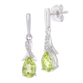 9ct White Gold Oval Peridot Crossover 0.05ct Diamond Drop Earrings