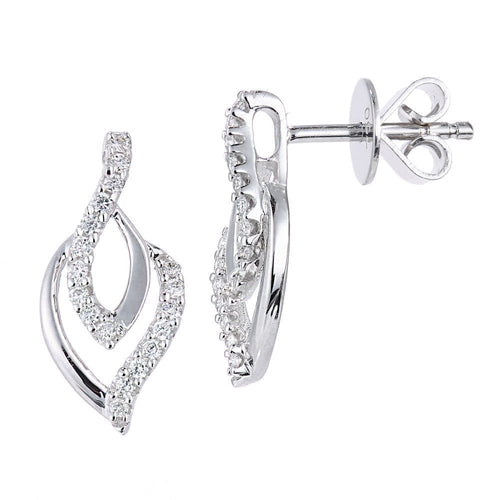 18ct White Gold 0.12 Carat Natural Diamond Leaf Stud Earrings