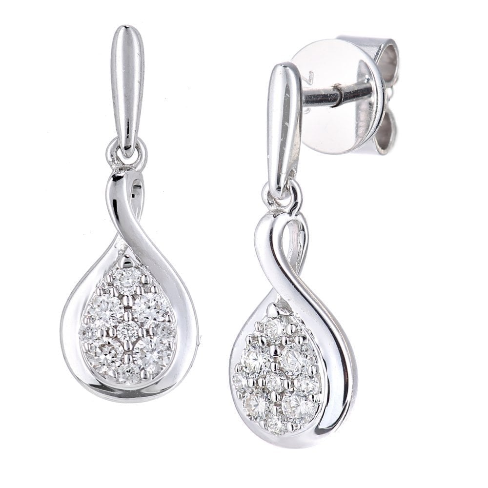 18ct White Gold 0.20 Carat Natural Diamond Drop Earrings