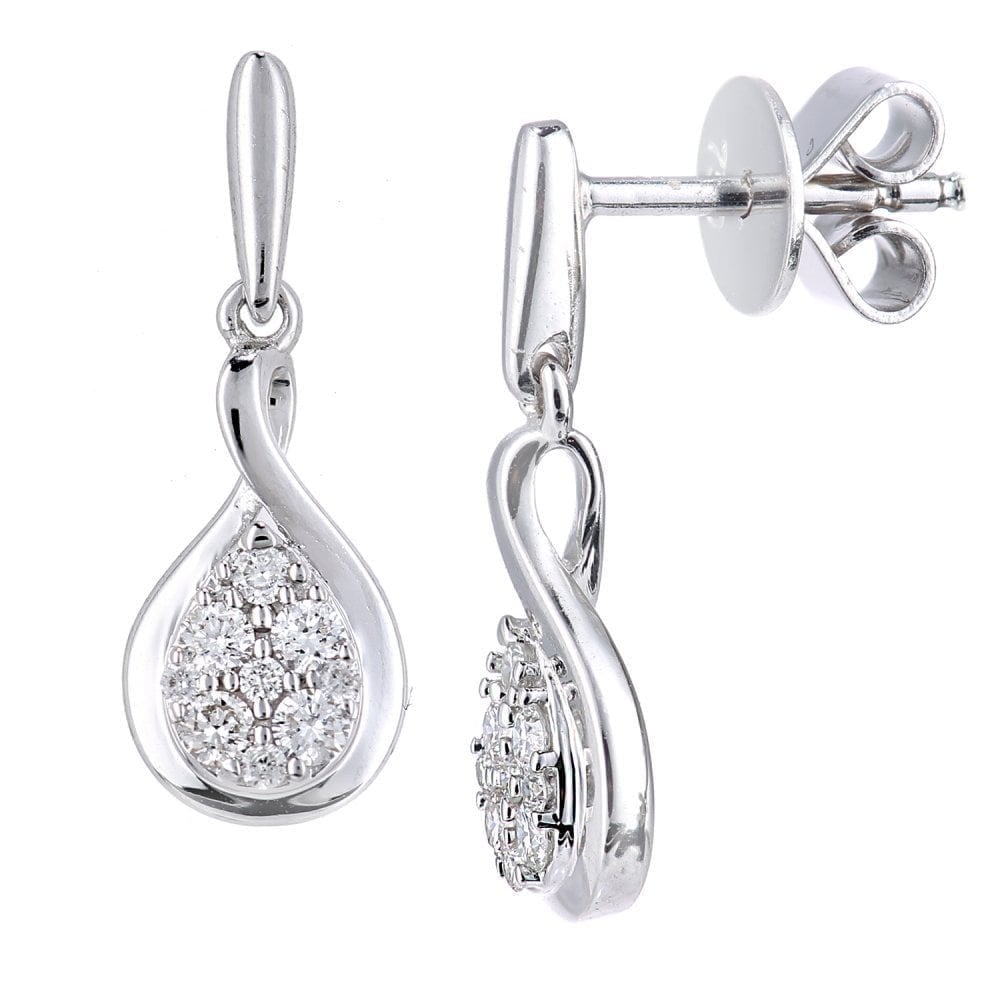 18ct White Gold 0.20 Carat Natural Diamond Drop Earrings
