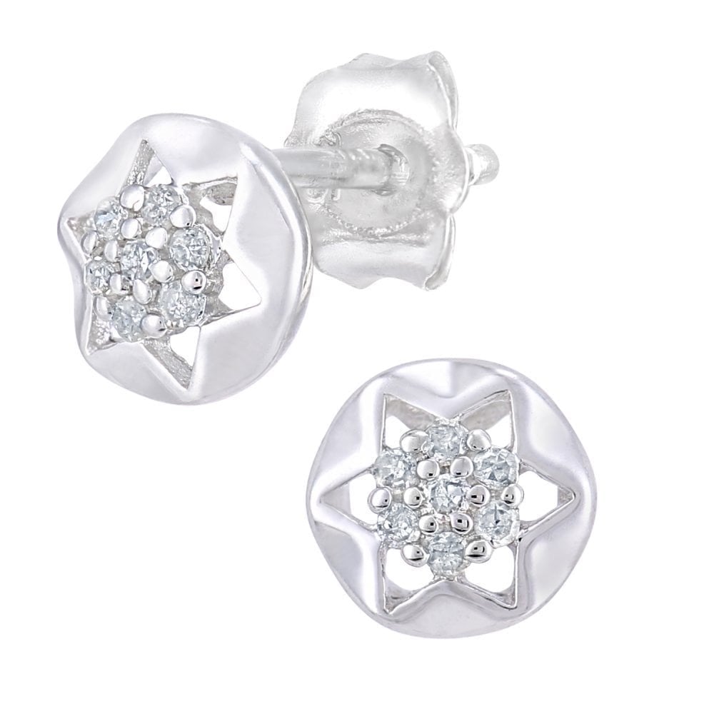 9ct White Gold Natural Diamond Stud Earrings
