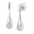 9ct White Gold Natural Diamond Teardrop Drop Earrings with Gold Push Back