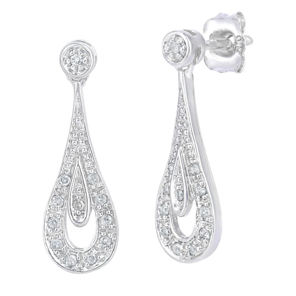 Diamond Drop Earrings 9ct White Gold | Prime Jewellery