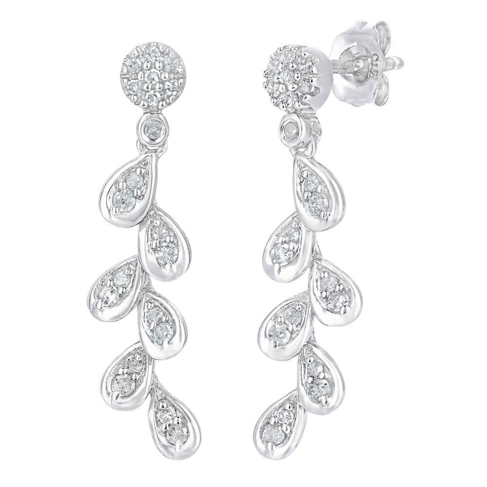 9ct White Gold 0.25 Carat Natural Diamond Drop Earrings
