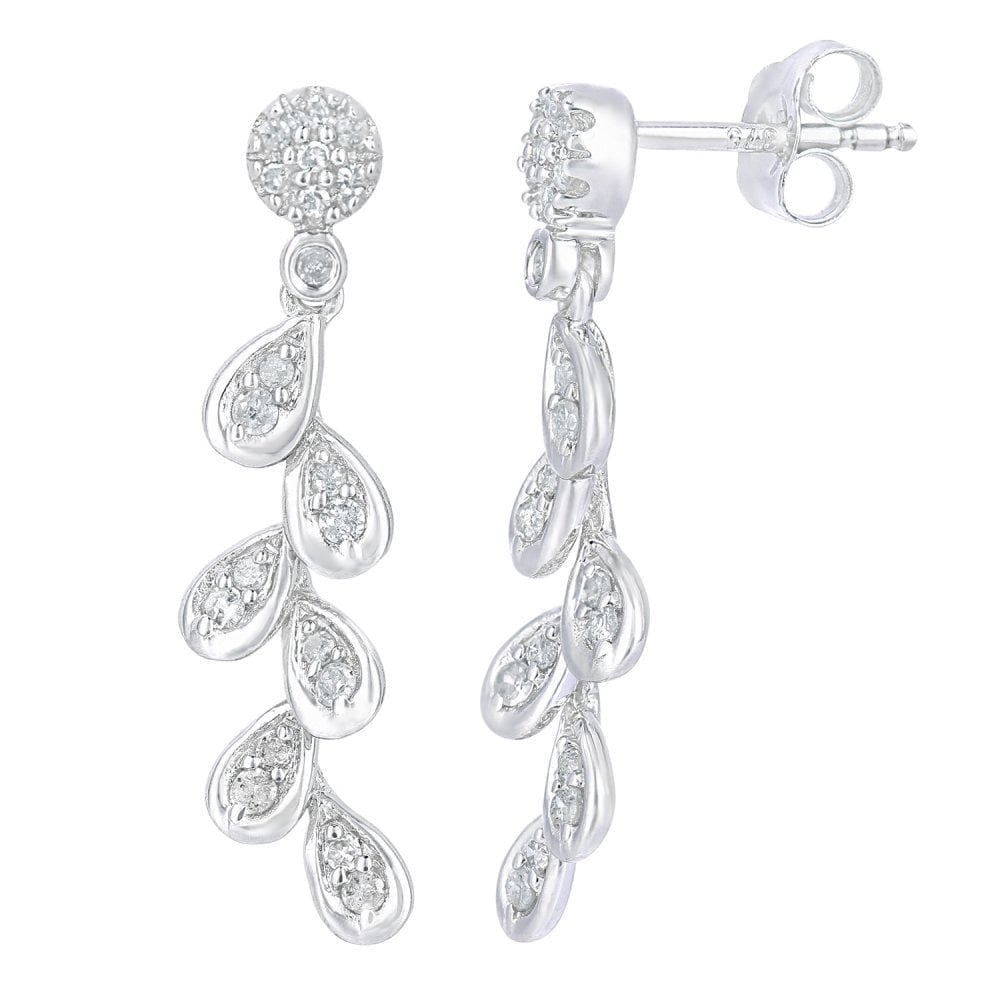 9ct White Gold 0.25 Carat Natural Diamond Drop Earrings