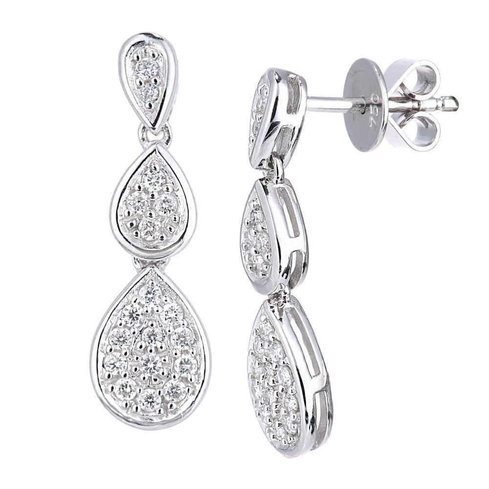 18ct White Gold 0.25 Carat Natural Diamond Teardrop Drop Earrings