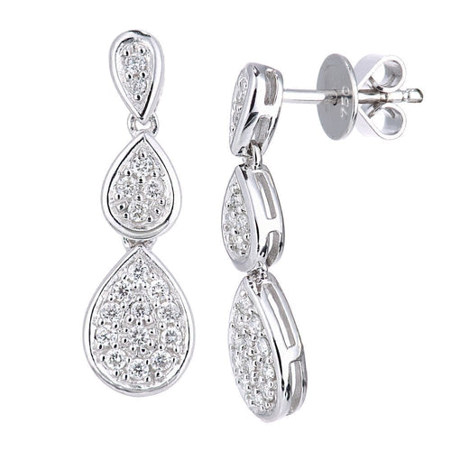 18ct White Gold 0.25 Carat Natural Diamond Teardrop Drop Earrings