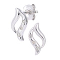9ct White Gold Natural Diamond Flames Stud Earrings