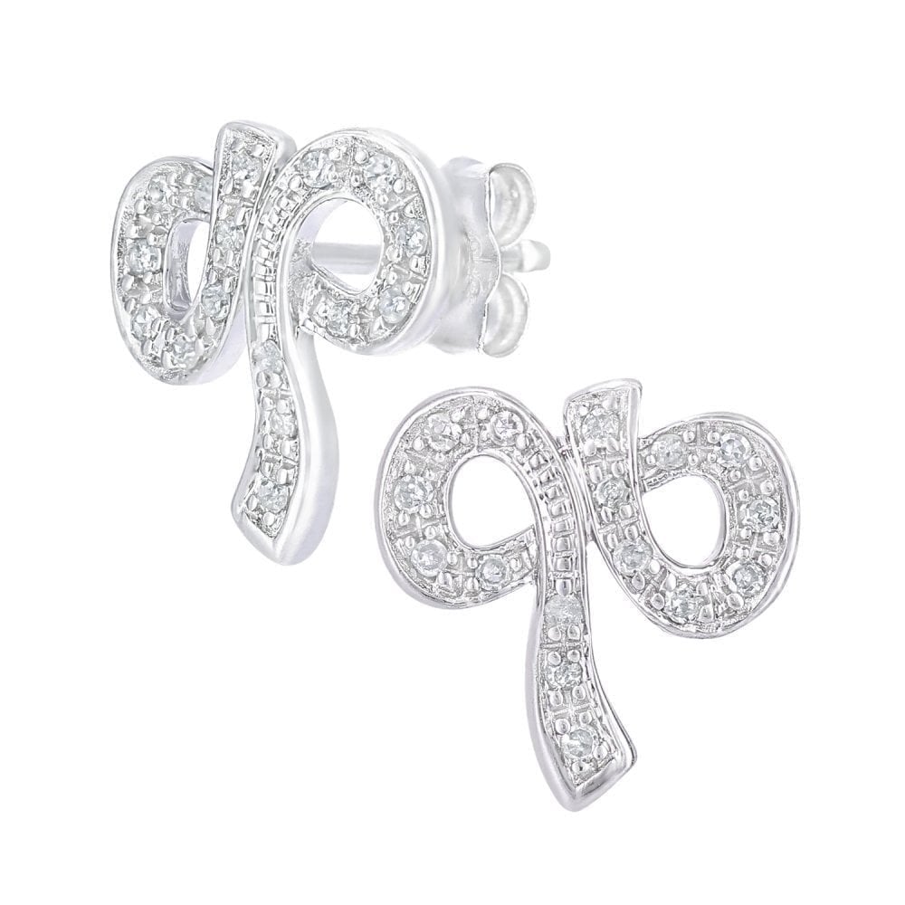 Diamond Knot Stud Earrings 9ct White Gold | Prime Jewellery