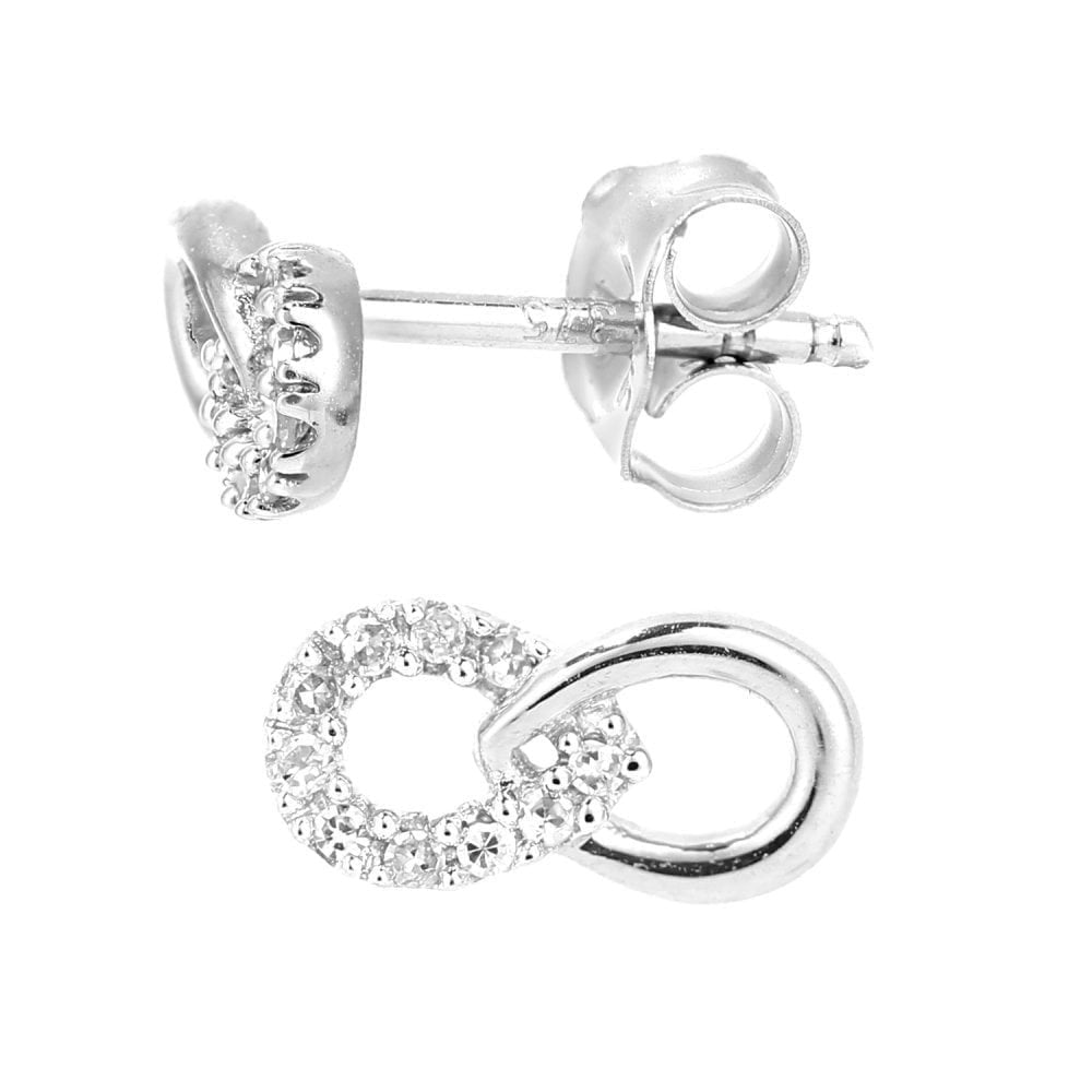9ct White Gold Natural Diamond Infinity Stud Earrings
