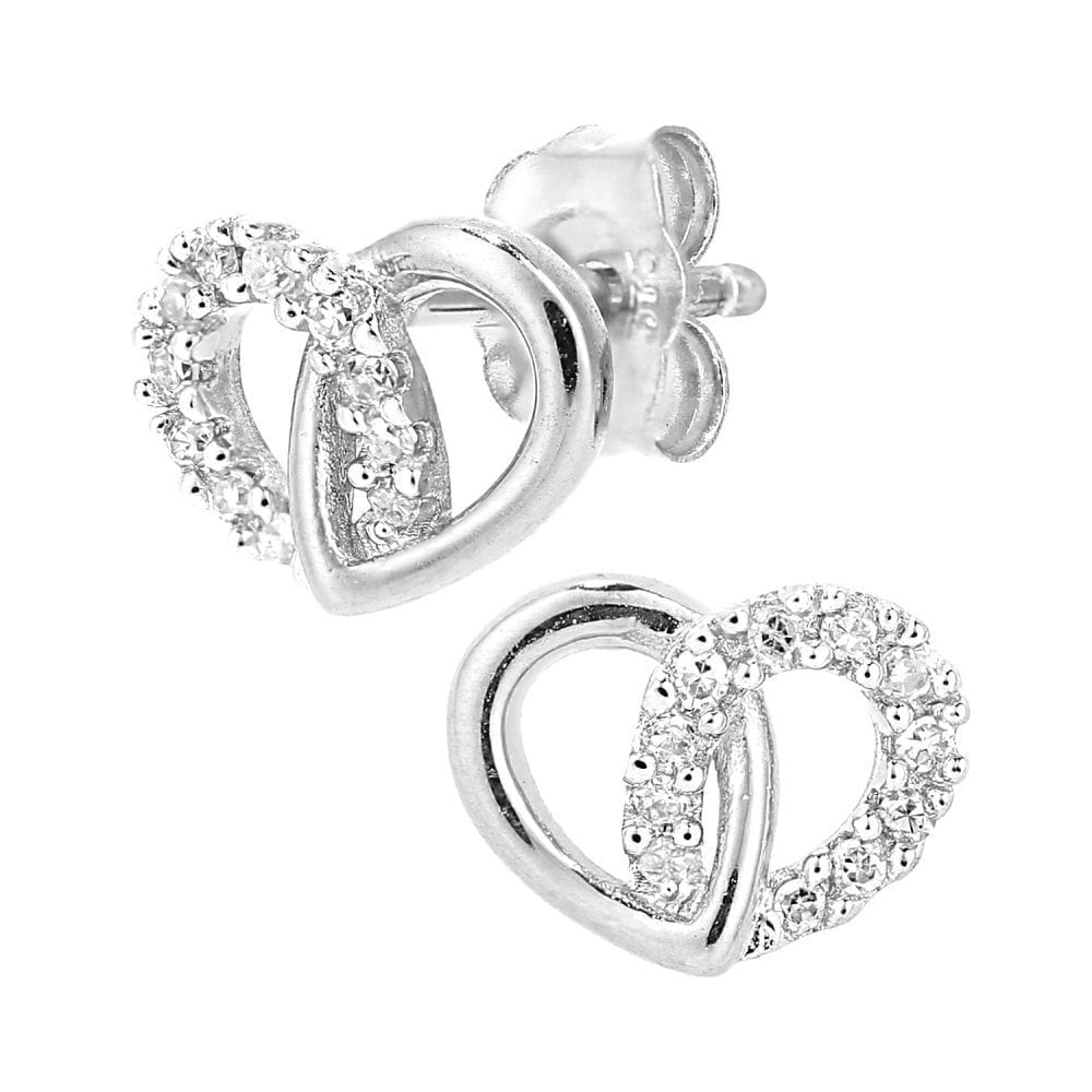 Diamond Heart Stud Earrings 9ct White Gold | Prime Jewellery