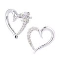9ct White Gold 0.10 Carat Natural Diamond Open Heart Stud Earrings