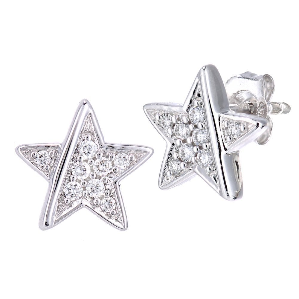 18ct White Gold 0.12 Carat Natural Diamond Star Stud Earrings