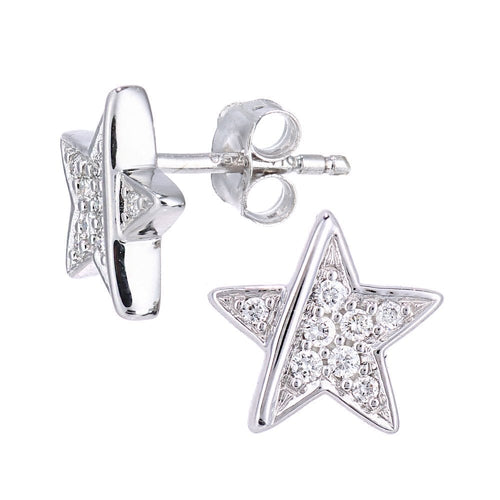 18ct White Gold 0.12 Carat Natural Diamond Star Stud Earrings