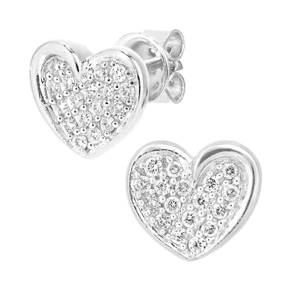 18ct White Gold 0.20 Carat Natural Diamond Heart Stud Earrings with Gold Push Back