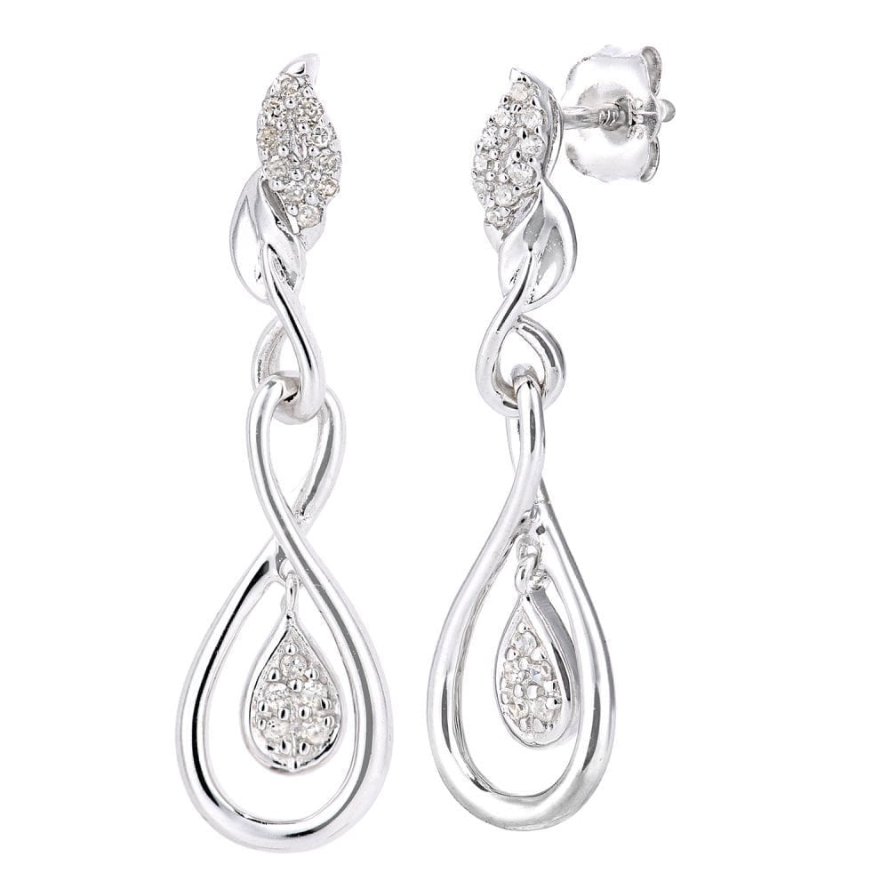 Diamond Infinity Drop Earrings 9ct White Gold | Prime Jewellery