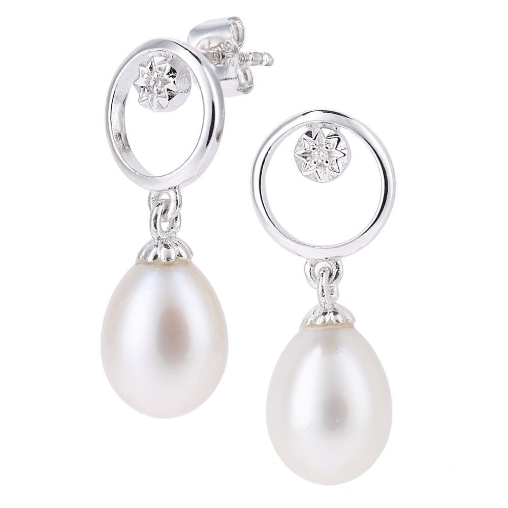 Pearl Drop Earrings 9ct White Gold | Prime Jewellery