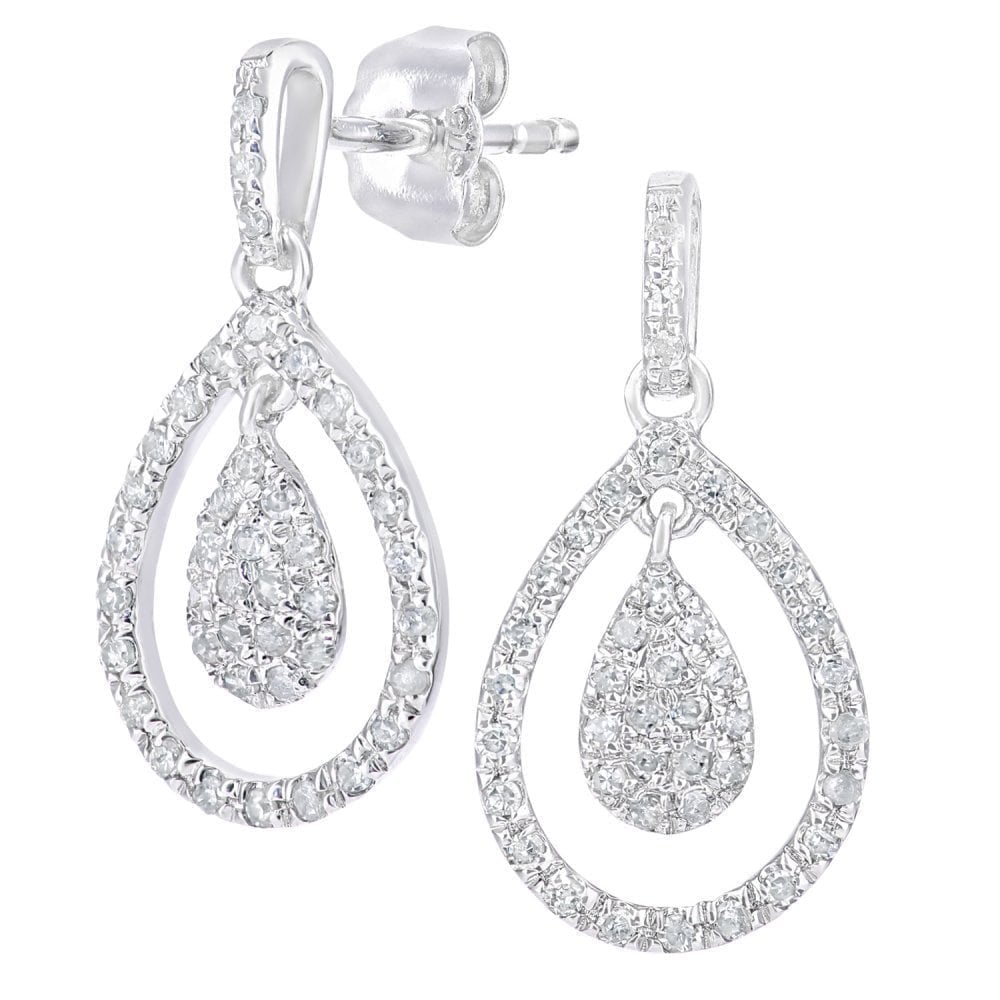 Diamond Drop Earrings 9ct White Gold | Prime Jewellery