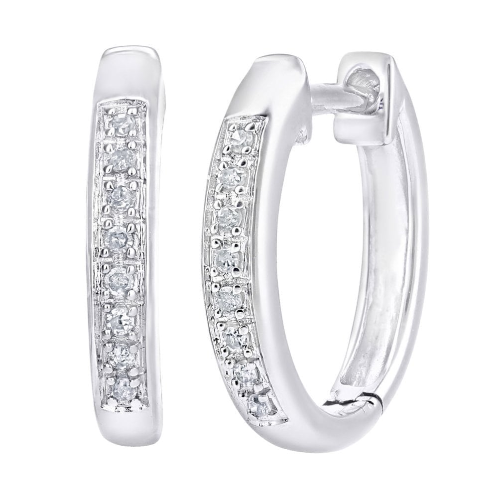 Diamond Hoop Earrings 9ct White Gold | Prime Jewellery