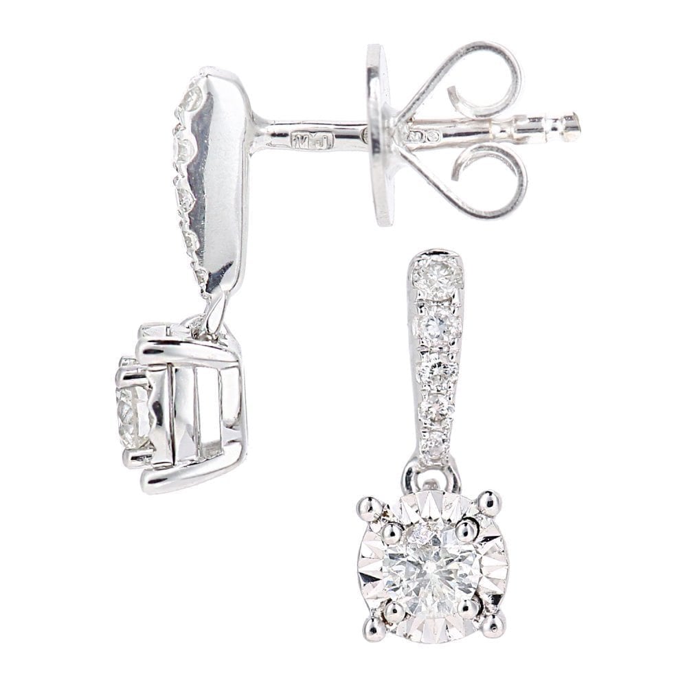 18ct White Gold 0.25 Carat Natural Diamond Solitaire Drop Earrings