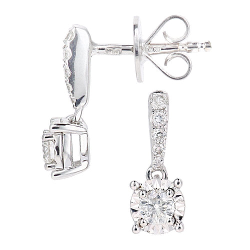 18ct White Gold 0.25 Carat Natural Diamond Solitaire Drop Earrings