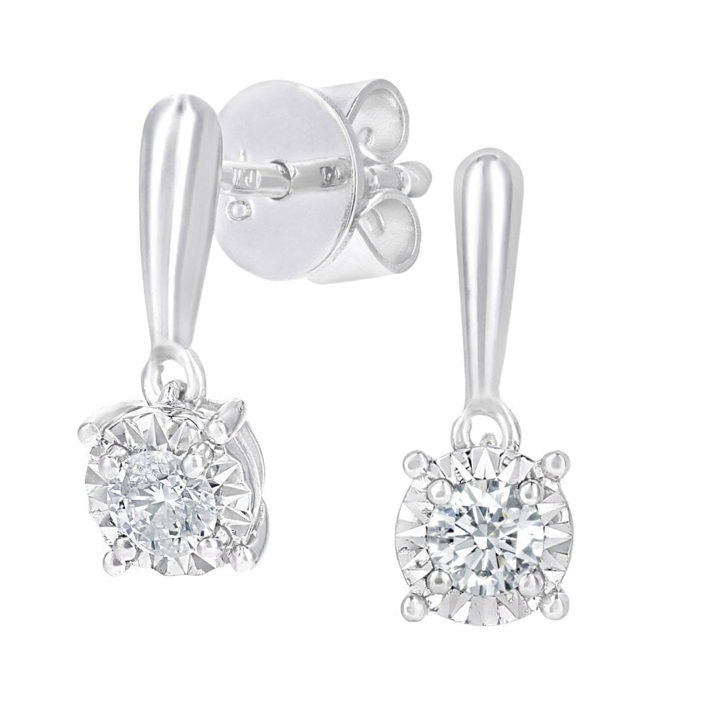 18ct White Gold 0.20 Carat Natural Diamond Solitaire Drop Earrings