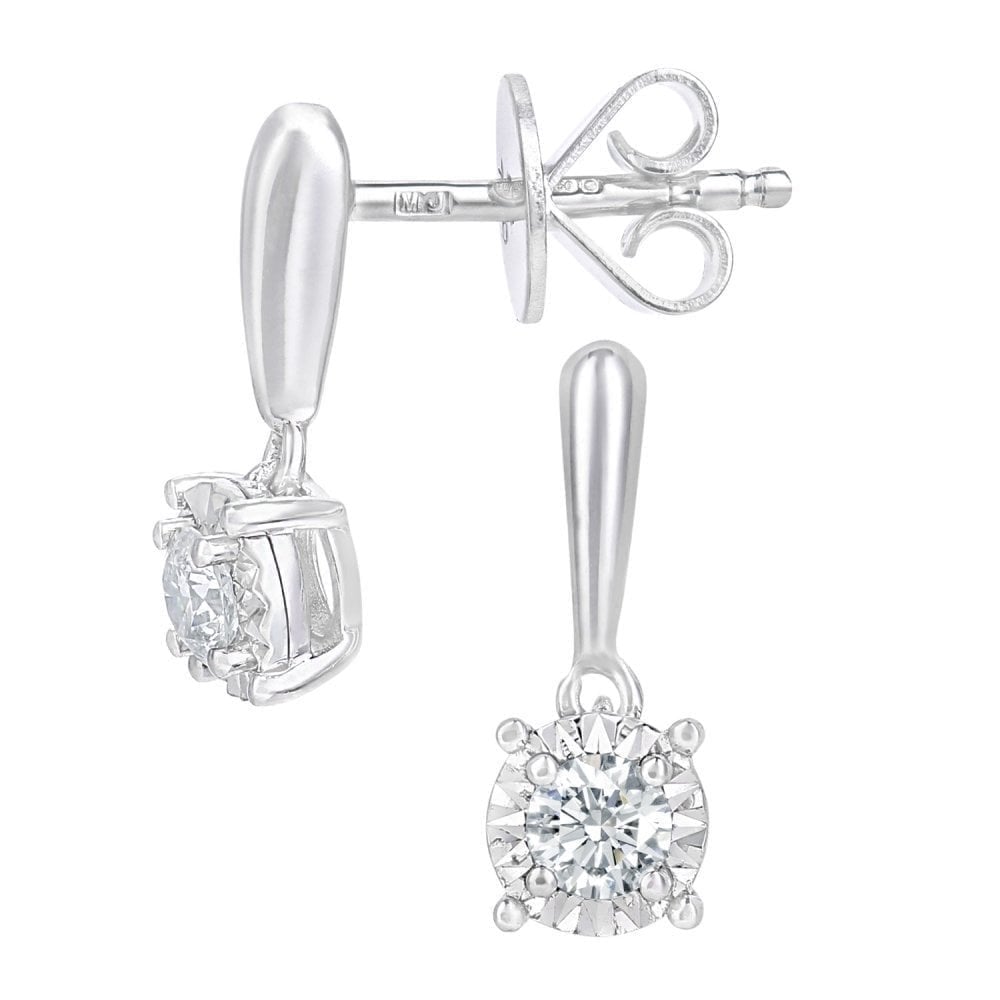 18ct White Gold 0.20 Carat Natural Diamond Solitaire Drop Earrings