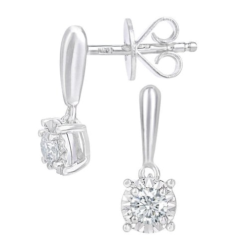 18ct White Gold 0.20 Carat Natural Diamond Solitaire Drop Earrings