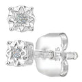 9ct White Gold Natural Diamond Solitaire Stud Earrings